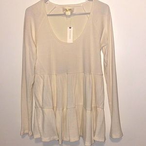 Small Anthropologie Maeve Long Sleeve Peplum Waffle Knit. Brand New with Tags